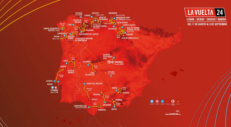 La Vuelta Espaňa - Mapa pretekov